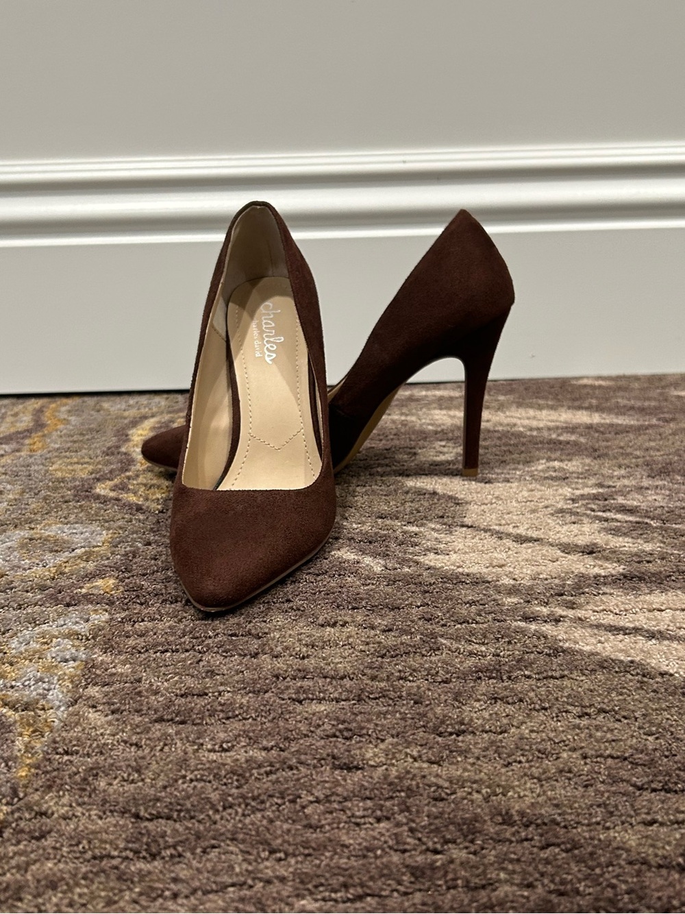 Charles by Charles David Dark Brown Suede Pointed Toe Heels Size 6.5